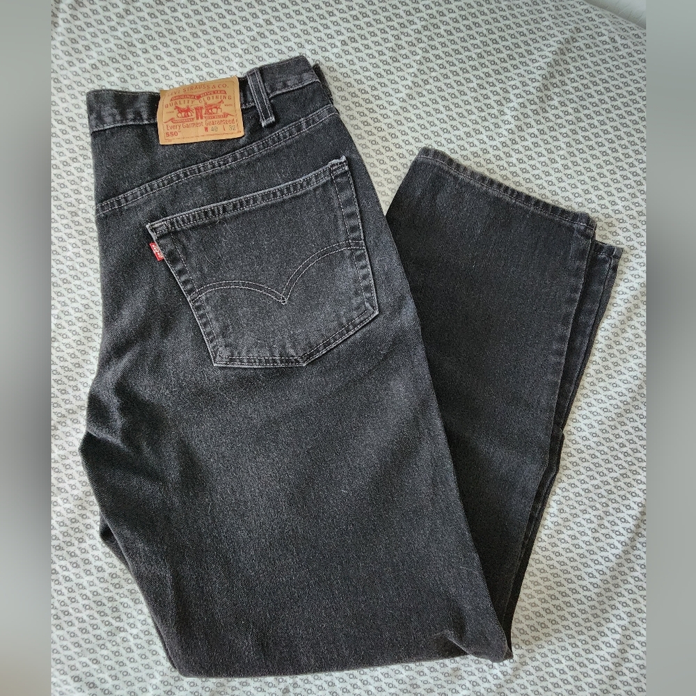 Vintage 2000s Levi's 550 Men's Black Straight Jeans, 40x32, 100% Cotton